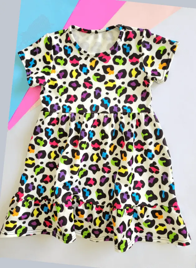 Vestido Manga Curta Onça