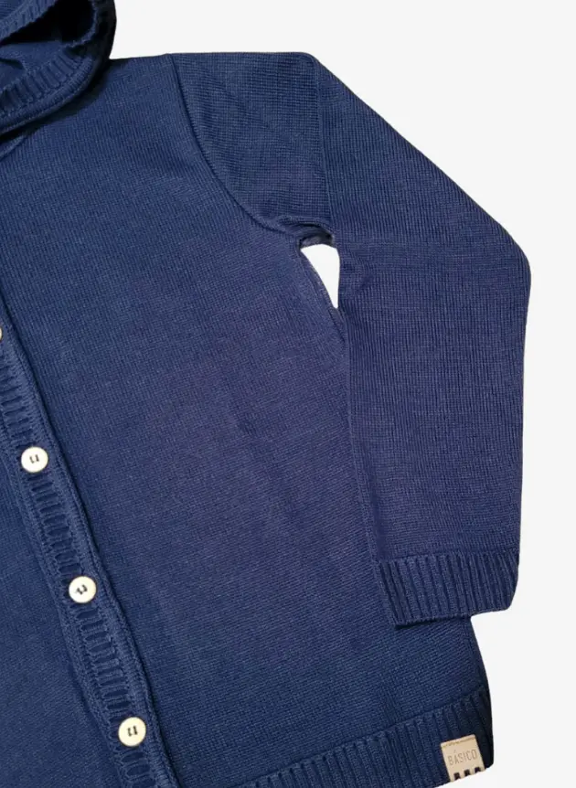 Blusa Tricô com Capuz - Azul - Imagem 2