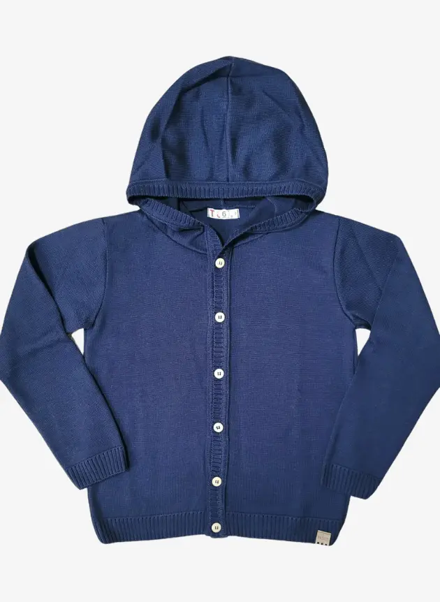 Blusa Tricô com Capuz - Azul