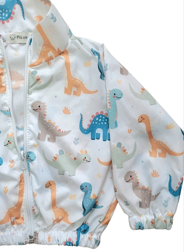 Jaqueta Corta Vento Infantil Dinossauros Impermeável - Imagem 3