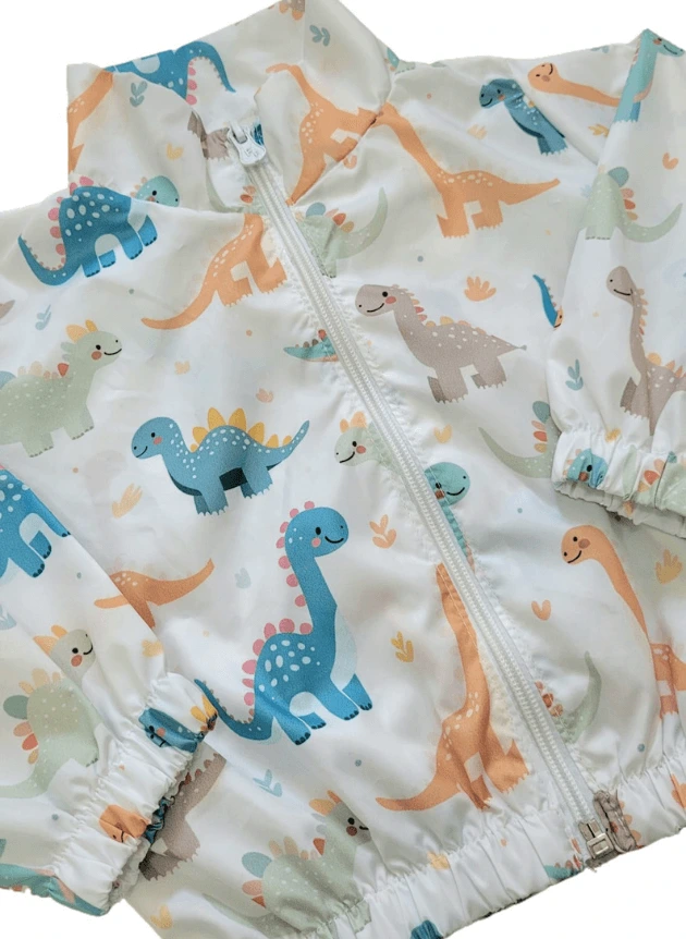 Jaqueta Corta Vento Infantil Dinossauros Impermeável - Imagem 2