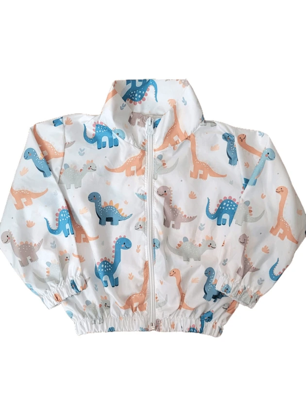 Jaqueta Corta Vento Infantil Dinossauros Impermeável