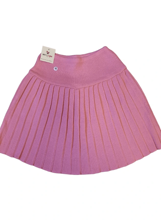 Saia Plissada Tricô Rosê