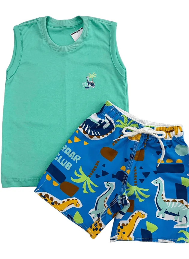 Conjunto Dino Verde Água