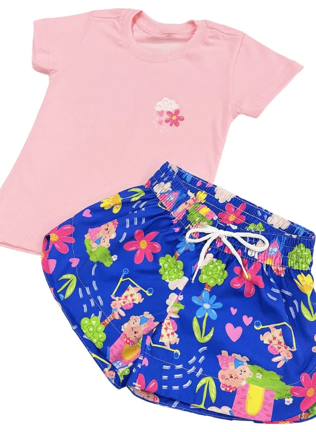 Conjunto T-Shirt Rosa Bebe